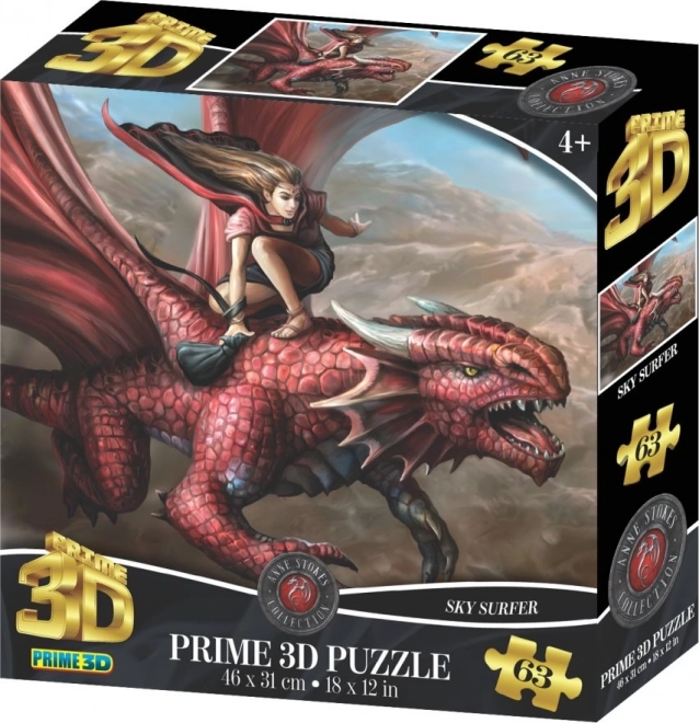 3D sárkánylovas puzzle 63 darabos