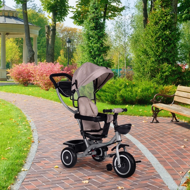 Ecotoys 2 az 1-ben tricikli babakocsi, forgatható ülés, összecsukható tető, bézs