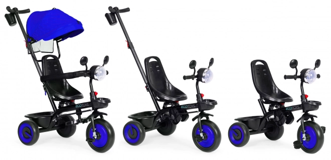 3 az 1-ben tricikli babakocsi gyerekeknek forgatható üléssel és napellenzővel, kék, ECOTOYS