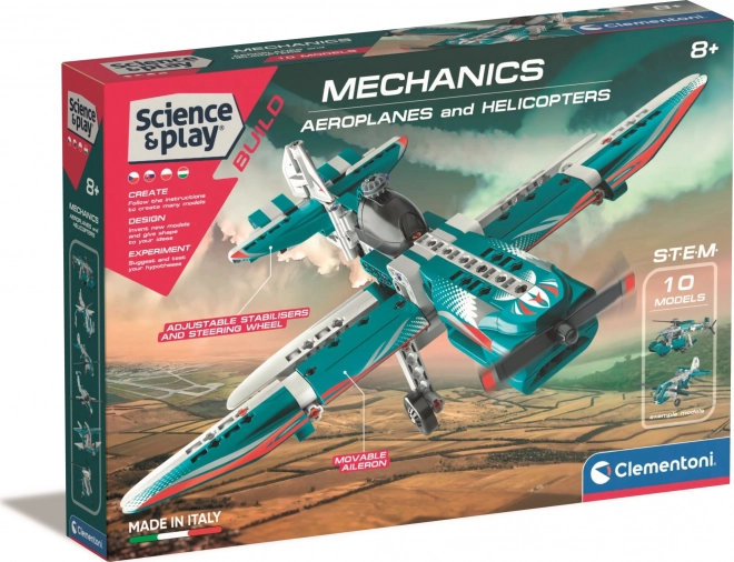 Clementoni Science&Play mechanikus labor - repülők és helikopterek 10in1