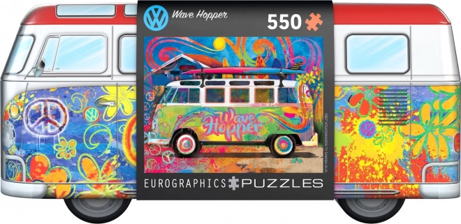 Volkswagen hullám lovas puzzle fémdobozban