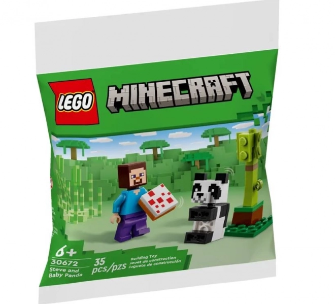 Minecraft Steve és kis panda építőkészlet