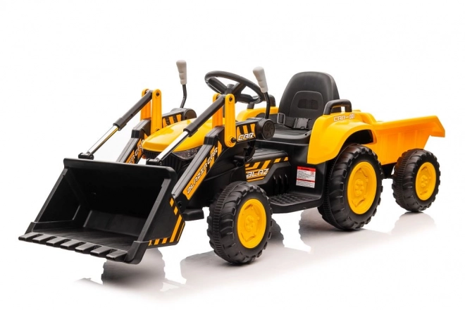 Akkumulátoros traktor kanállal sárga