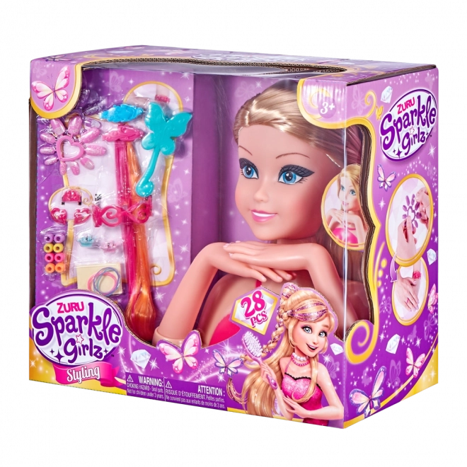 Sparkle Girlz frizurakészítő fej kiegészítőkkel