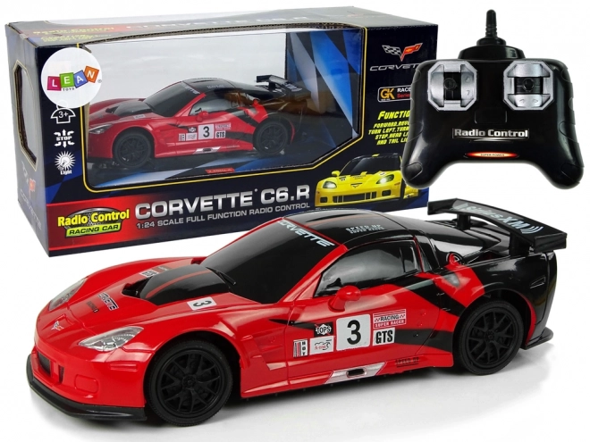 Távirányítós sportautó Corvette C6.R piros 2.4 GHz fényszóróval