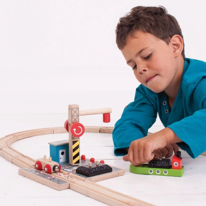 Bigjigs Rail Szénrakodó állomás daruval