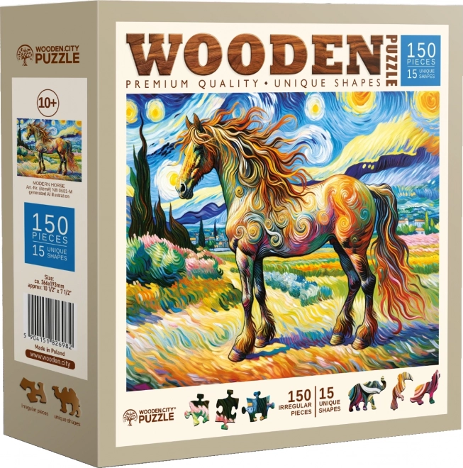 Modern ló fa puzzle 150 darabos