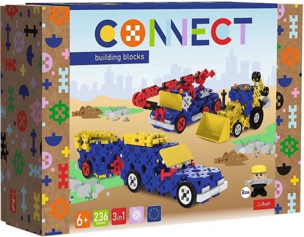 3 az 1-ben építőkészlet építőgépekkel és SUV-val utánfutóval – TREFL Connect