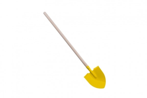 Sárga hegyes ásó fémből/fa nyéllel 80 cm-es szerszám