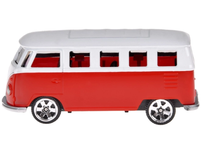 Volkswagen T1 piros-fehér kisautó 1:56 méretarány