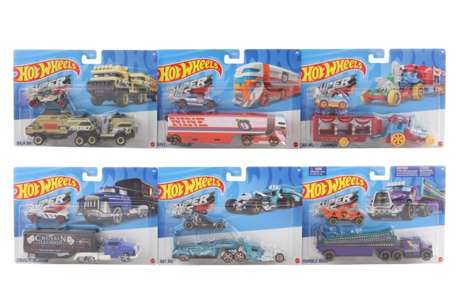 Hot Wheels szállító kamion és autó játék készlet