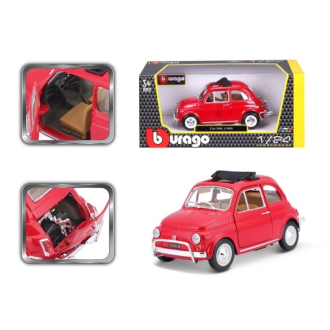 Bburago Fiat 500L (1968) piros modellautó 1:24