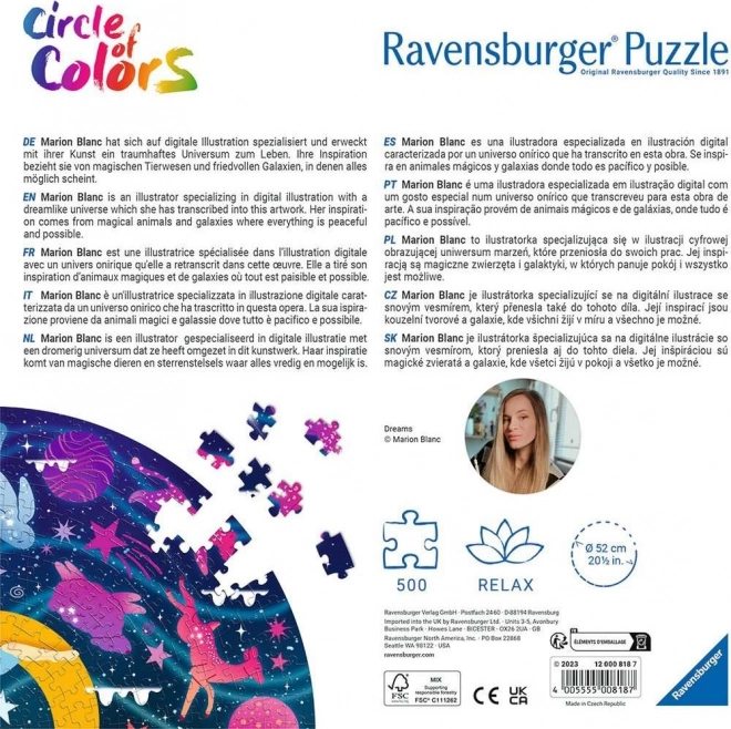 Ravensburger kör alakú puzzle színes kör: álom 500 darabos