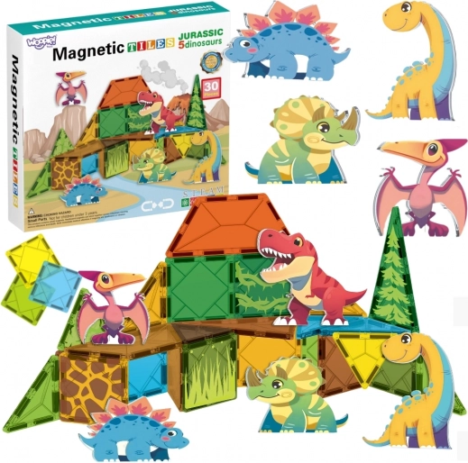 Mágneses építőkészlet 7,5 cm dinoszauruszok 30 db WOOPIE