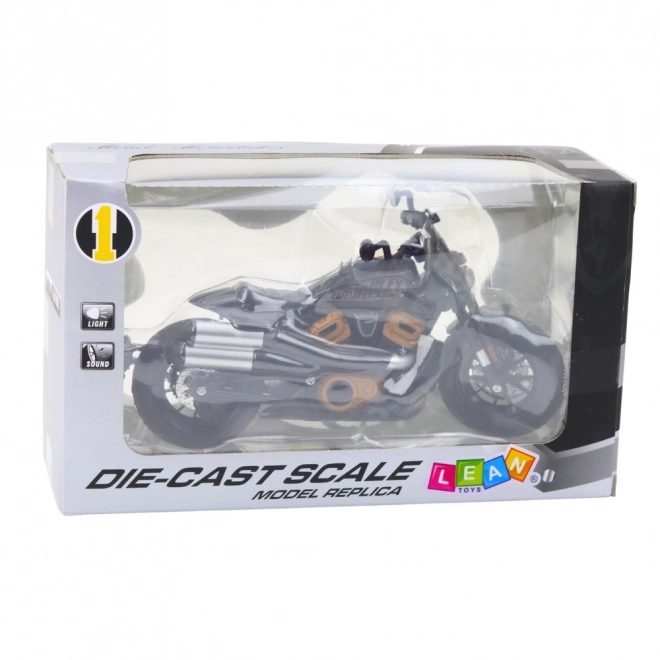 Fekete Chopper motorkerékpár arany elemekkel 1:12