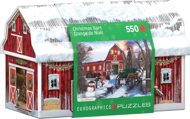 Karácsonyi farm fém dobozban puzzle - 550 darab