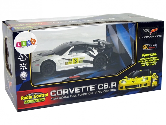 sportautó R/C corvette C6.R fehér 2.4G fényekkel