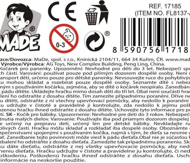 Babakocsi táskával babák számára
