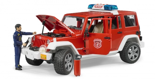 Bruder piros tűzoltó Jeep Wrangler figurával és kiegészítőkkel