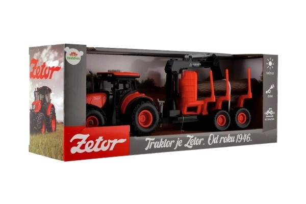 Zetor traktor pótkocsival és darukarral