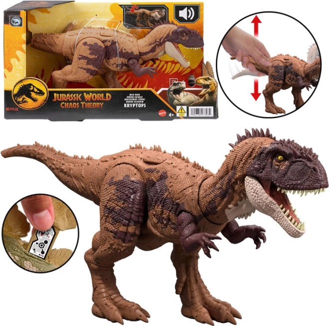 Kryptops dinoszaurusz figura a Jurassic Worldből vad üvöltéssel és mozgatható részekkel