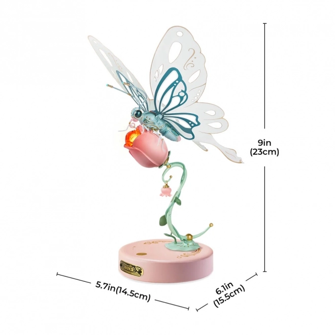 Rózsaszín pillangó mechanikus 3D puzzle