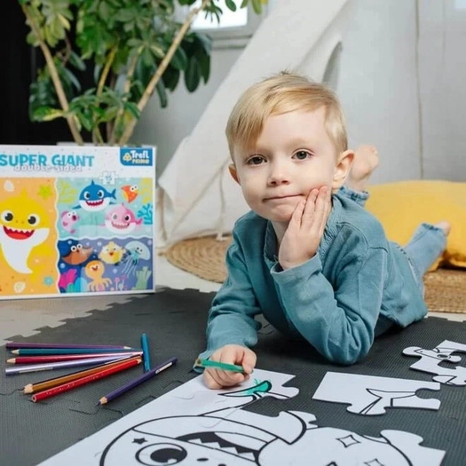 Baby Shark óriás kétoldalas puzzle kifestő