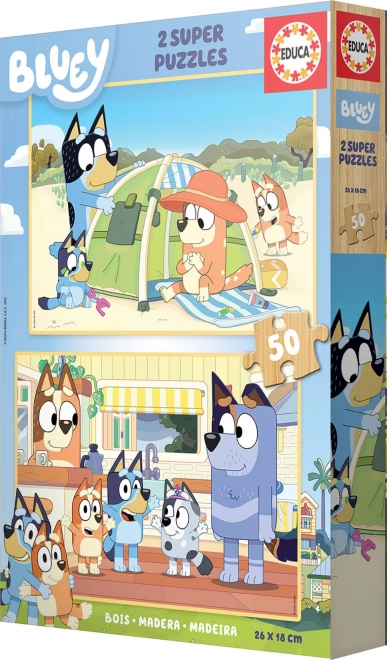 Kék kutyus fa puzzle
