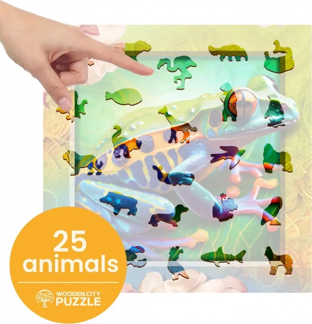 Színes béka fa puzzle 250 darabos