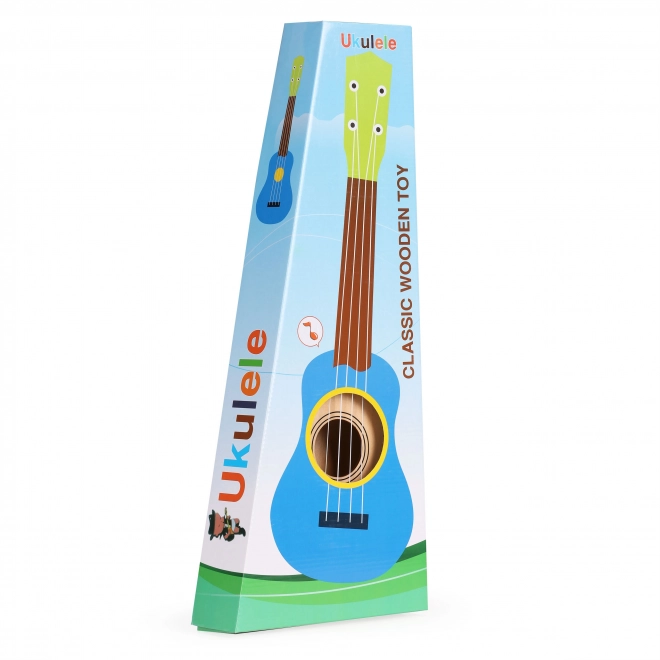 Gyerek fa ukulele 4 nejlon húrral, barna - ECOTOYS