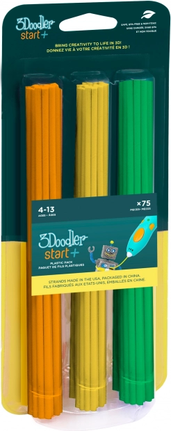3DOODLER START+ 3D toll utántöltők – 75 db készlet, narancssárga, sárga és zöld