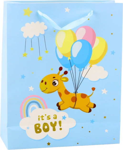 Ajándéktáska It's a Boy zsiráf kék