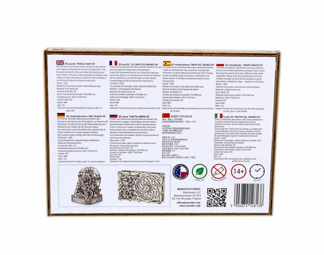 Wooden City 3D puzzle - világtérkép