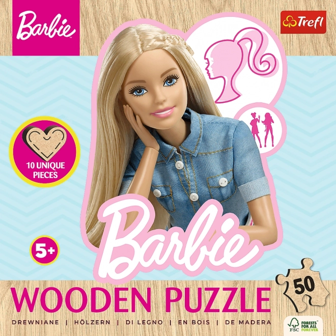 Trefl fából készült Barbie körvonalas puzzle 50 darabos