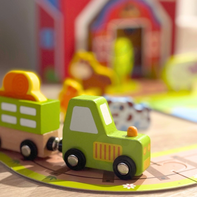 Tooky Toy Fából készült farm bőröndben