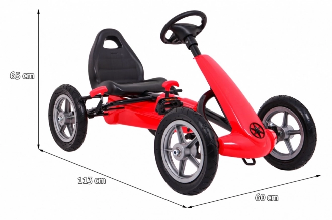 STAR pedálozható gokart gyerekeknek 3+ Piros + állítható ülés + felfújható kerekek