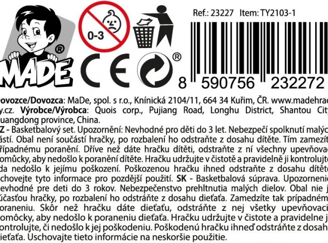 Kosárlabda kosár tartozékokkal gyerekeknek
