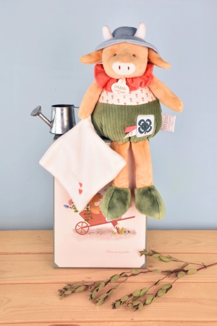 Doudou ajándékcsomag Aneth tehénke zöld takaróval 28 cm