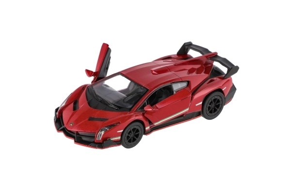 Kinsmart Lamborghini Veneno középen meghúzva 13 cm, 4 színben 12 db-os szett