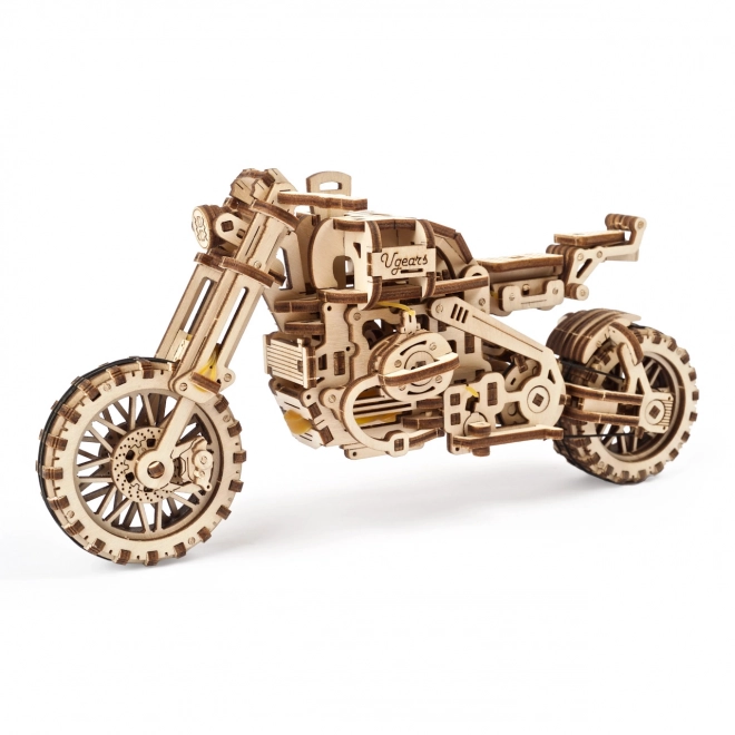 Ugears 3D fa mechanikus puzzle Scrambler motorkerékpár oldalkocsival