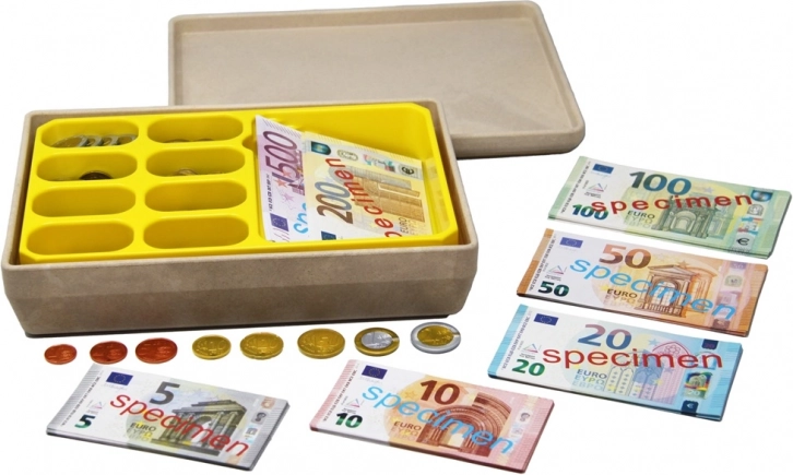 Gyerek pénztárgép eurós bankjegyekkel és érmékkel