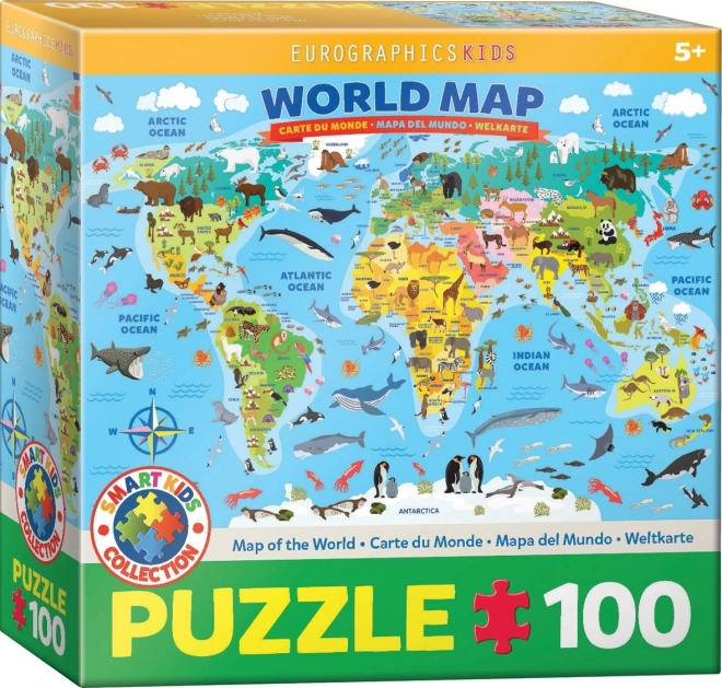 Világtérkép Puzzle Gyerekeknek - 100 Darabos