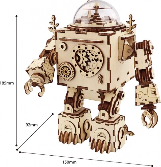 robotime rokr világító 3D fa puzzle robot orpheus zenélődoboz