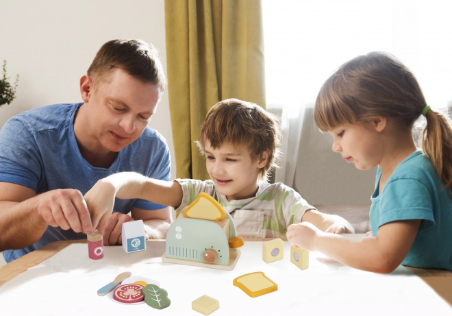 Fa kenyérpirító pasztell reggeliző készlet a Tooky Toy-tól