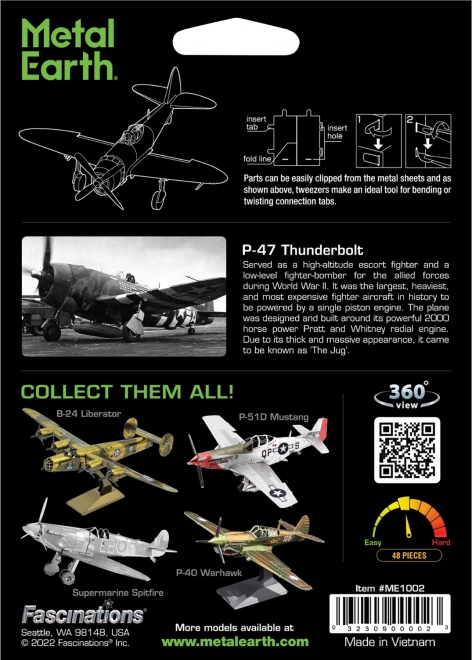 Metal Earth 3D P-47 Thunderbolt fém makett puzzle