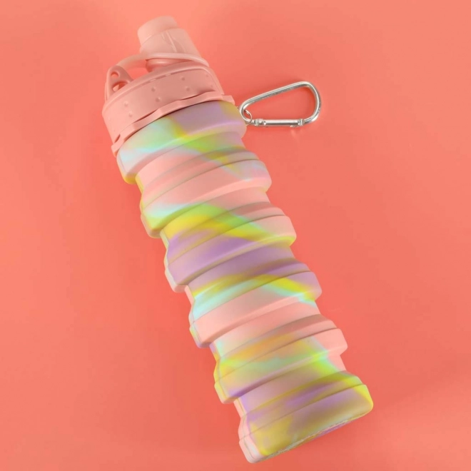 Összehajtható sport szilikon vízpalack 500 ml szivárvány színű