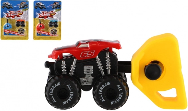 Mini kilövős kisautó monster truck, műanyag, 4 cm, 3 szín