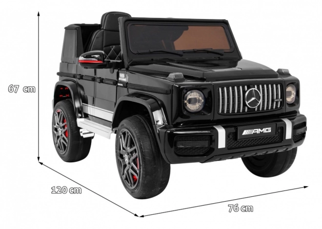 Mercedes AMG G63 gyerekeknek Lakk fekete + távirányító + MP3 LED + lassú indítás + EVA + biztonsági öv
