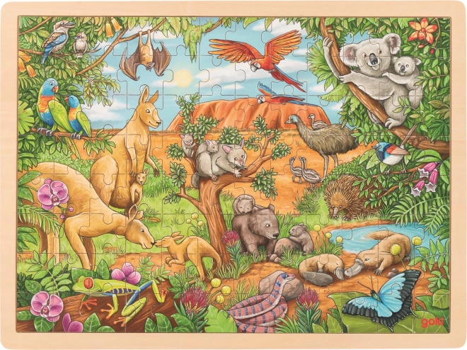 Goki ausztrál állatok fa puzzle 96 darabos