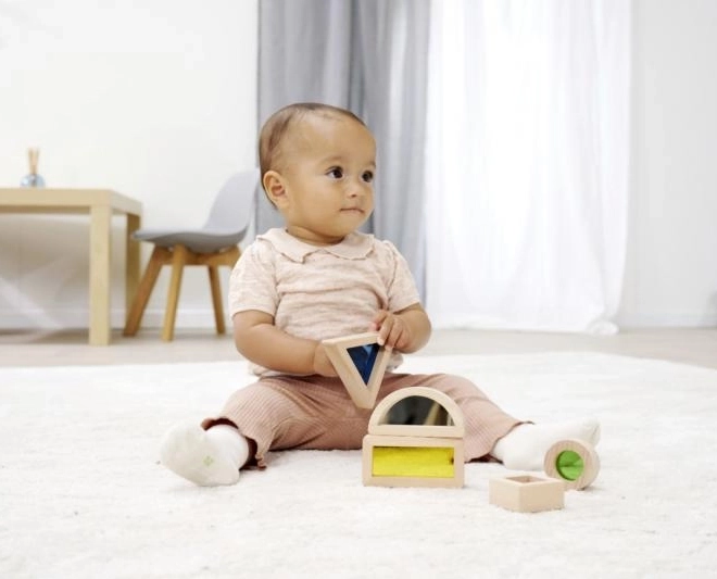 EICHHORN Montessori érzékelő kockák, 5 db, bükkfa